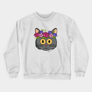 Gray kitty with flower crown Crewneck Sweatshirt